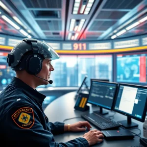 Illustration of AI systems assisting emergency response team