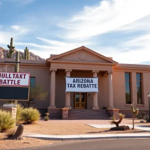 Courthouse in Arizona representing a legal battle over tax issues.