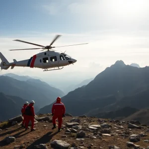 Helicopter rescue operation on Camelback Mountain