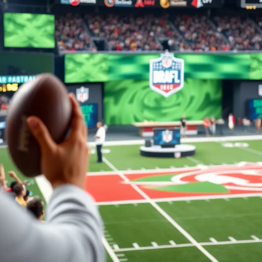 Fans cheering at an NFL draft event