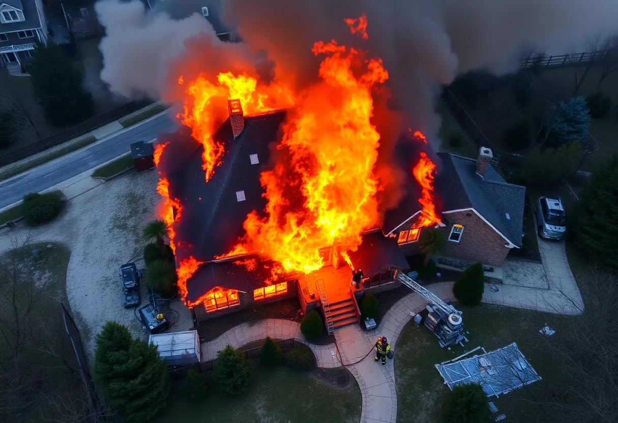 A fire engulfing a two-story guest home in Paradise Valley