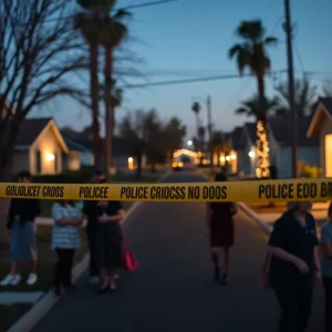Community members gather in a Phoenix neighborhood holding candles for a shooting victim.