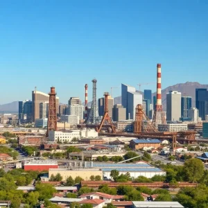 Phoenix skyline with copper mining influences