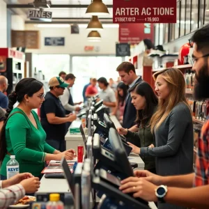 A small business scene in Arizona with entrepreneurs and customers