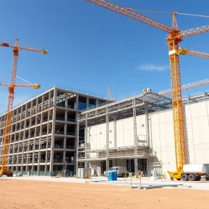 Construction site of TSMC's semiconductor facility in Phoenix, Arizona.