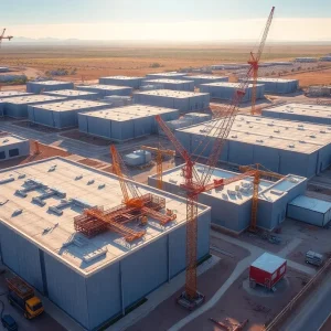 Aerial view of TSMC semiconductor manufacturing plant under construction in Arizona