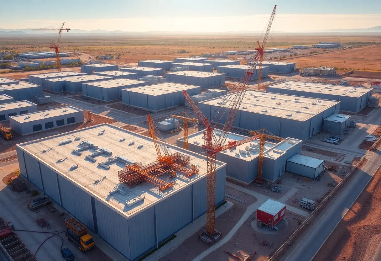 Aerial view of TSMC semiconductor manufacturing plant under construction in Arizona