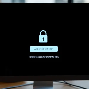 Illustration of an age verification system for internet safety.