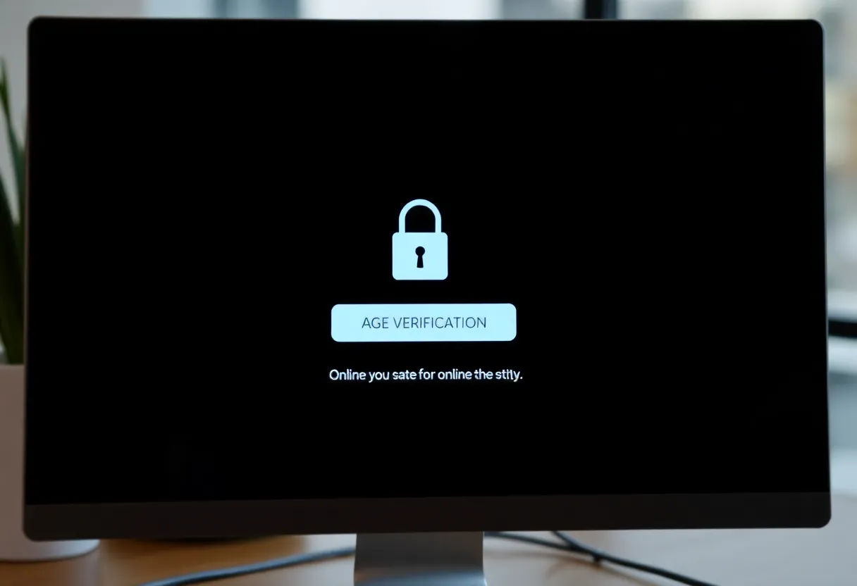 Illustration of an age verification system for internet safety.