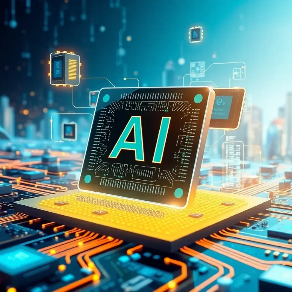 Illustration of AI semiconductor technology and global trade