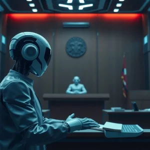AI representation expressing forgiveness in a courtroom setting
