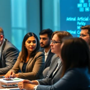 Members of Arizona's artificial intelligence steering committee in a meeting.