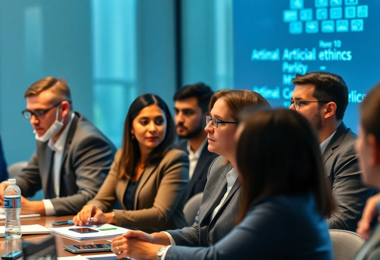 Members of Arizona's artificial intelligence steering committee in a meeting.