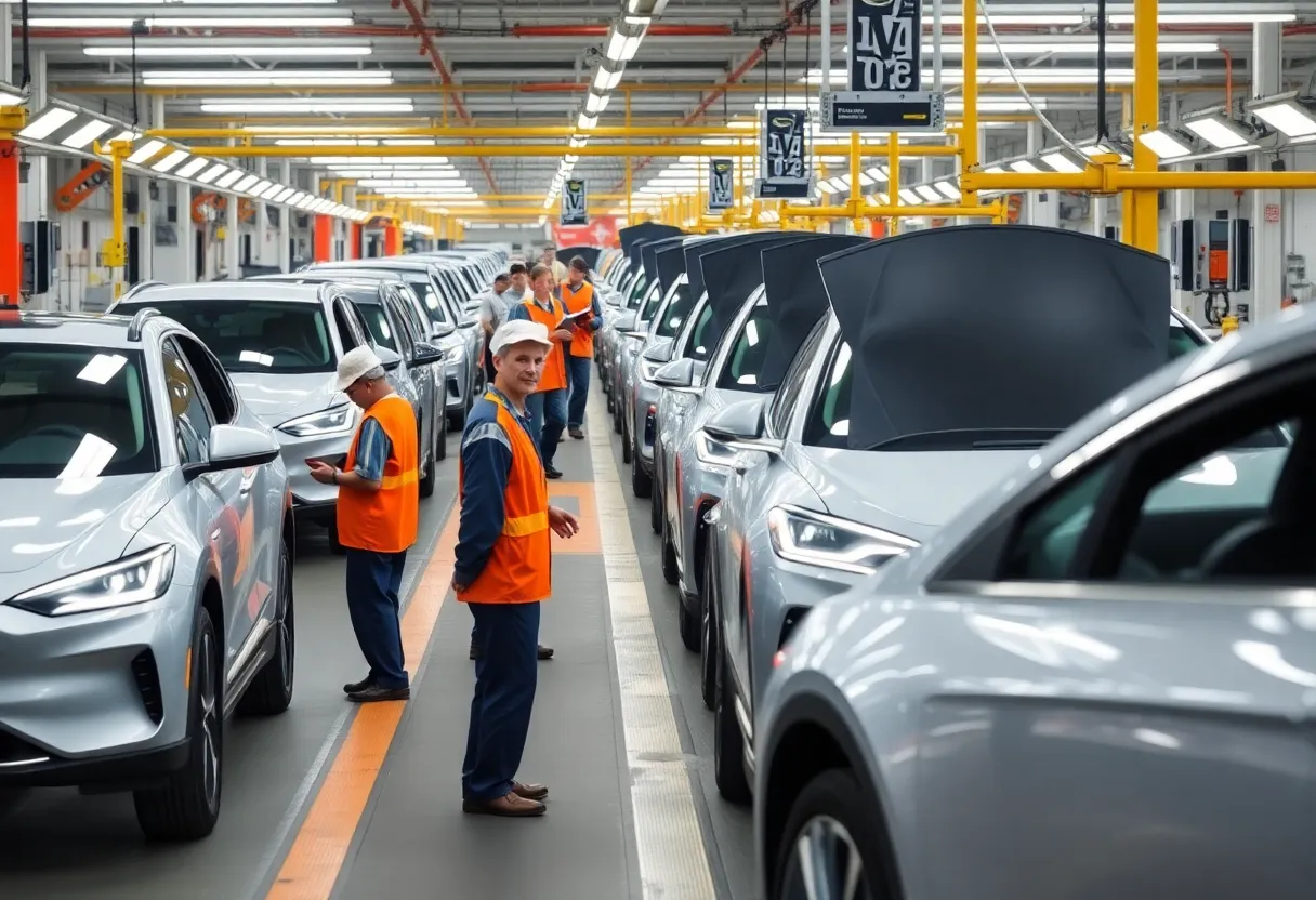 Electric vehicles in production at an Arizona automotive factory