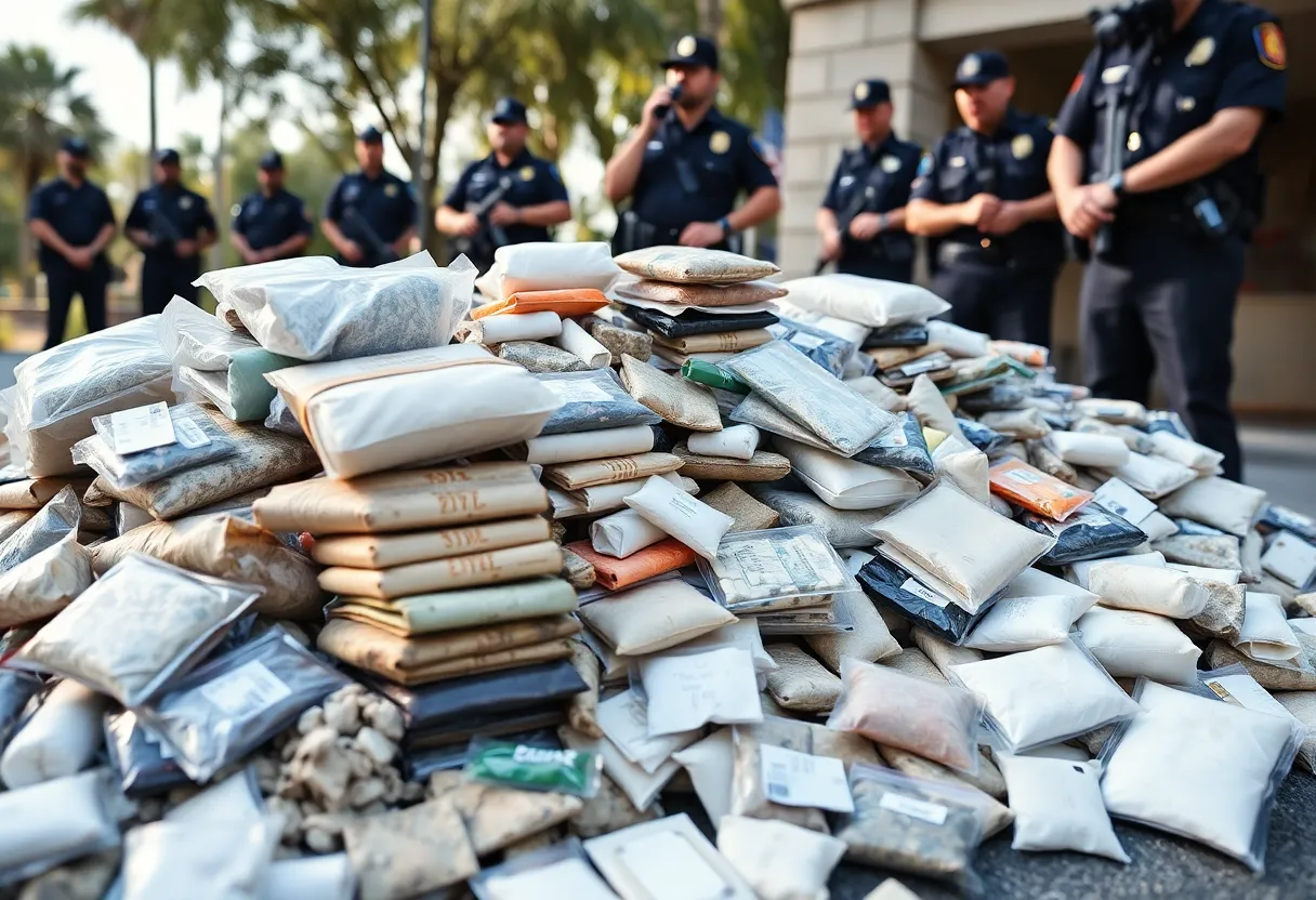 Display of illegal drugs seized by Arizona law enforcement