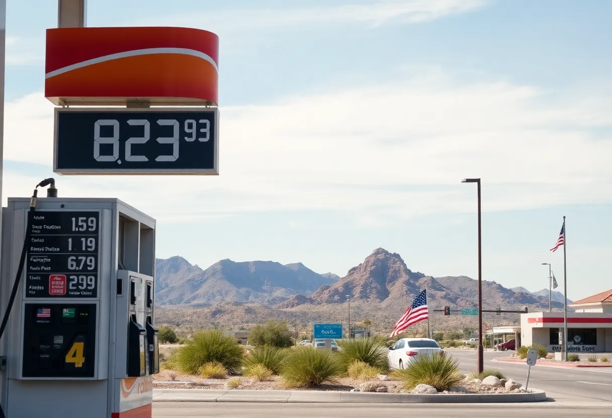 Gas station in Arizona showing low prices for Memorial Day