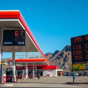 Gas station in Arizona showing rising gas prices