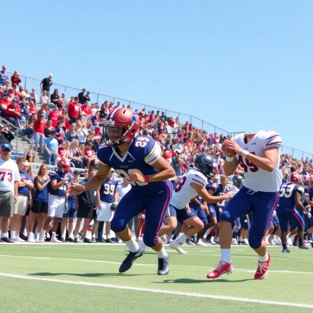 High school football players in Arizona competing on the field