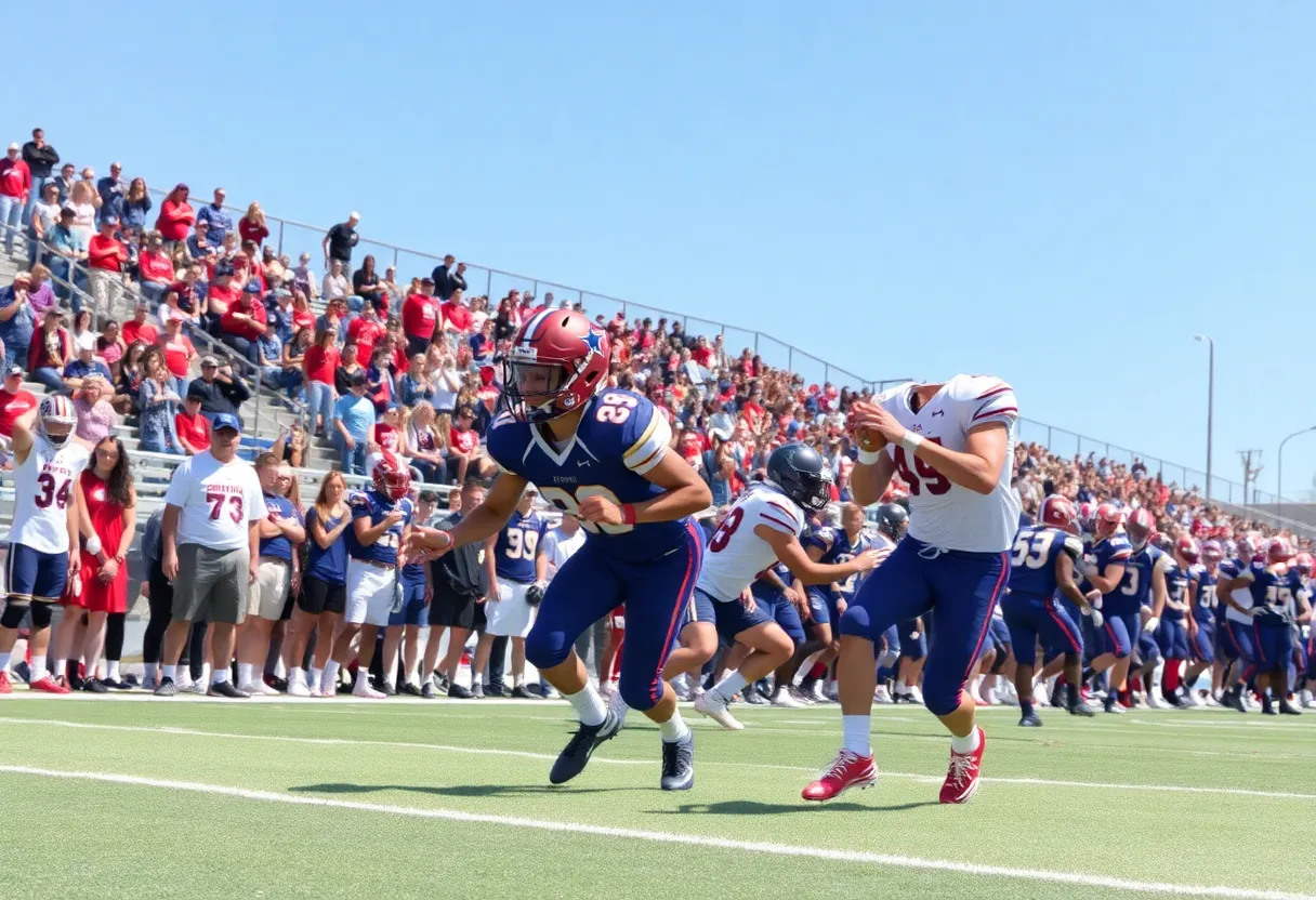 High school football players in Arizona competing on the field