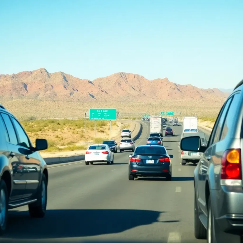 Traffic congestion on an Arizona highway during Memorial Day weekend.