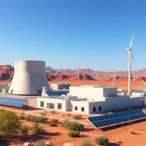 Concept art of a nuclear power plant in the Arizona desert