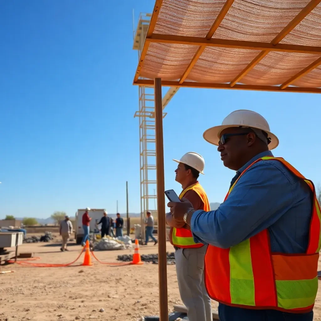 Outdoor workers in Arizona taking a break under shade