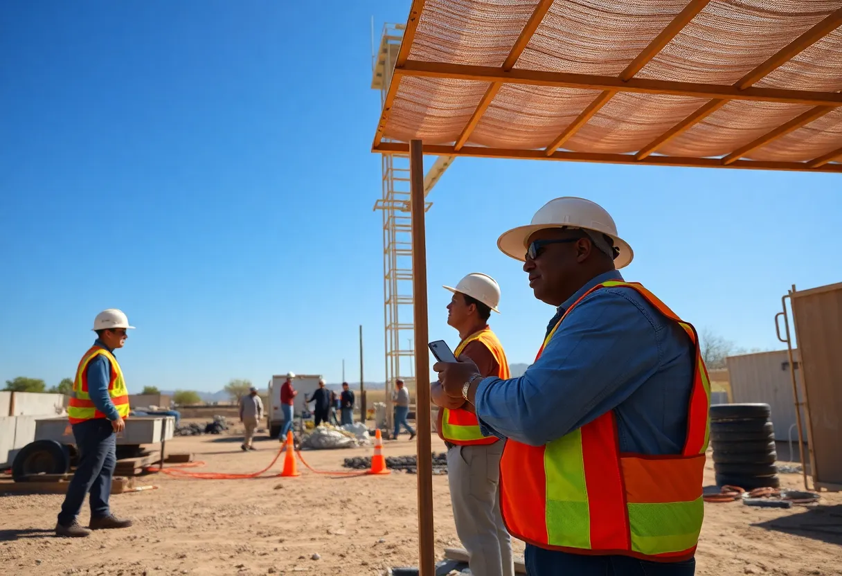 Outdoor workers in Arizona taking a break under shade