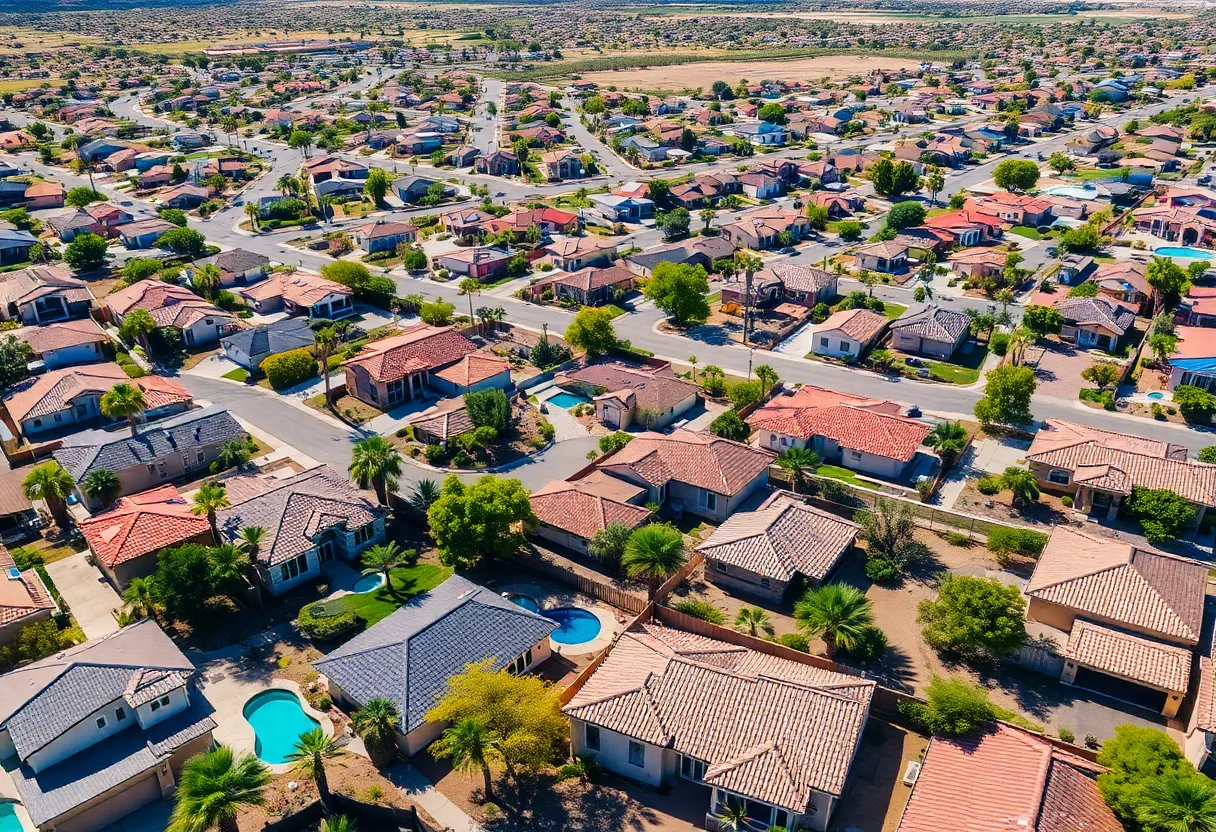 Aerial view of Arizona neighborhoods highlighting residential properties.