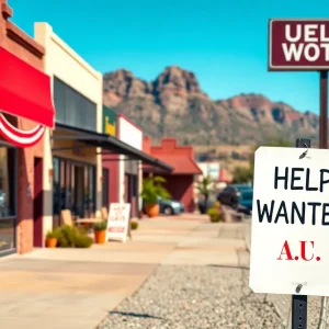 View of Arizona small businesses with hiring signs