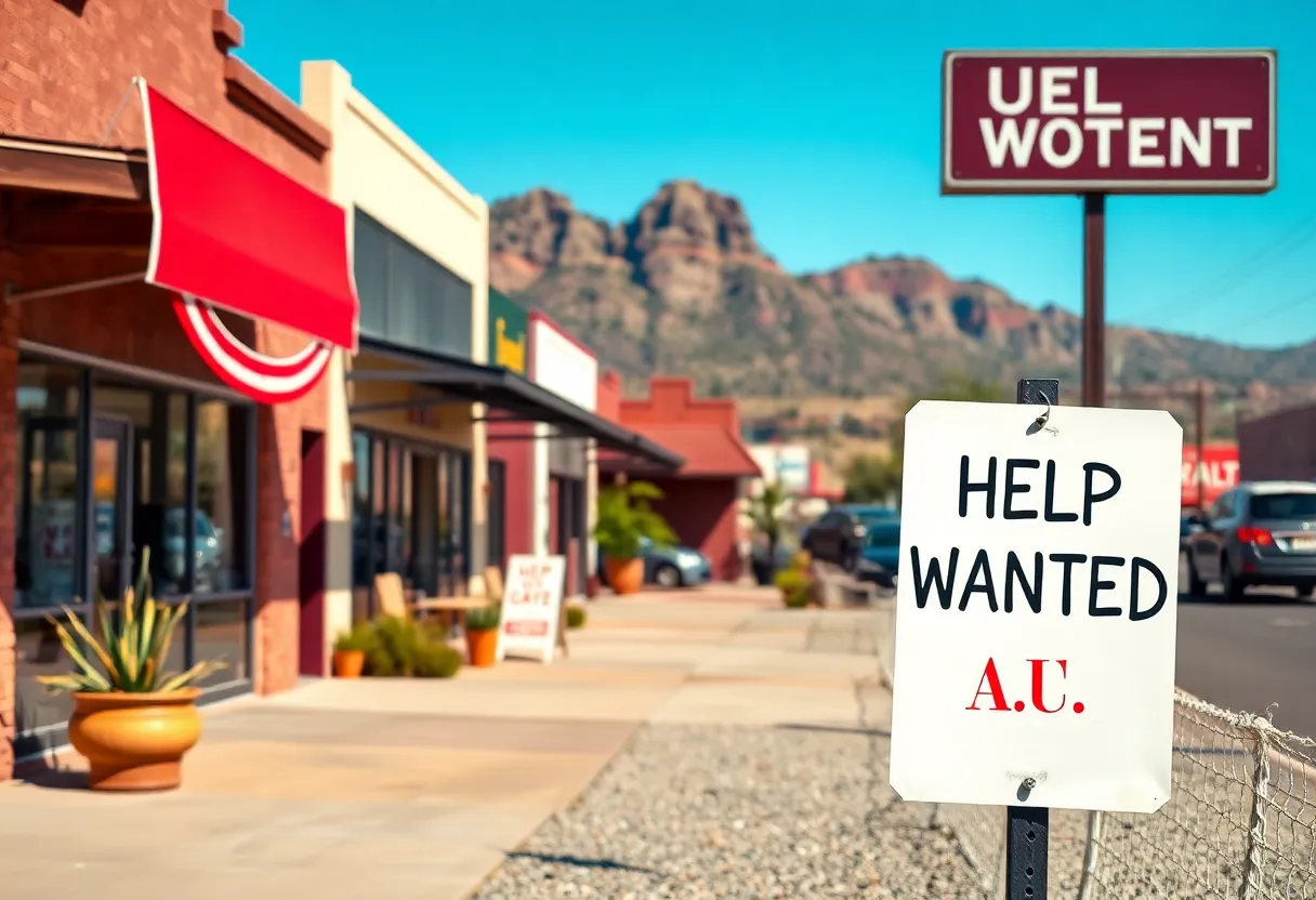 View of Arizona small businesses with hiring signs