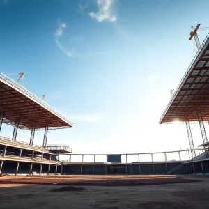 An abandoned sports complex site representing financial loss.