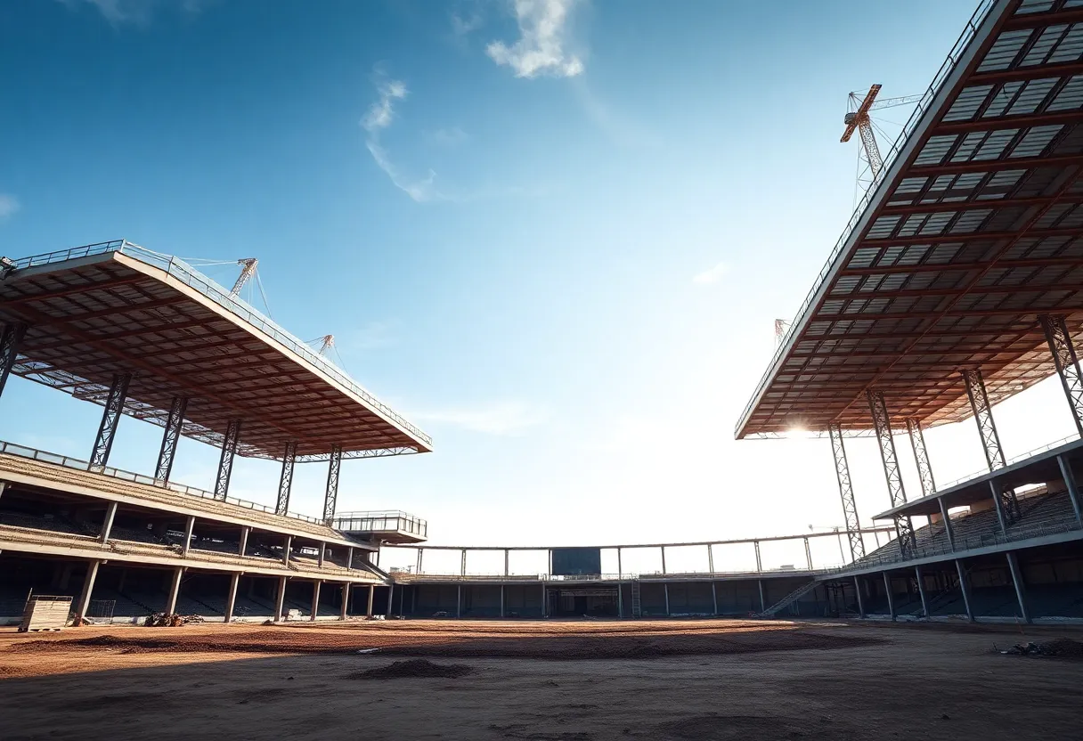 An abandoned sports complex site representing financial loss.