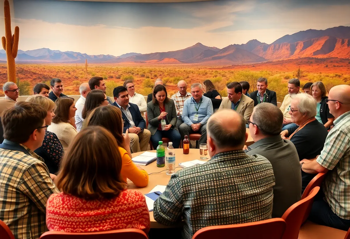Participants discussing wildfire mitigation strategies at an Arizona town hall.