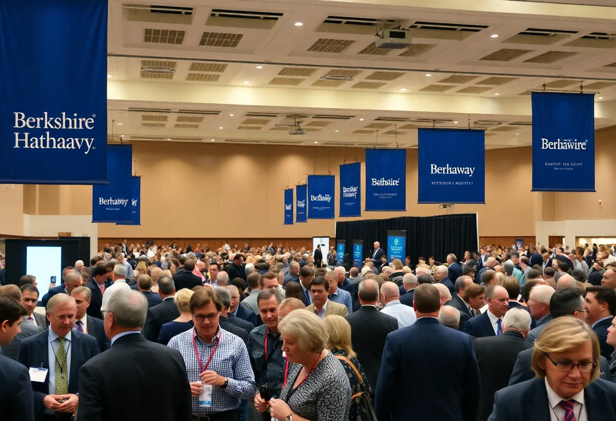 Attendees engaged at the Berkshire Hathaway shareholder meeting