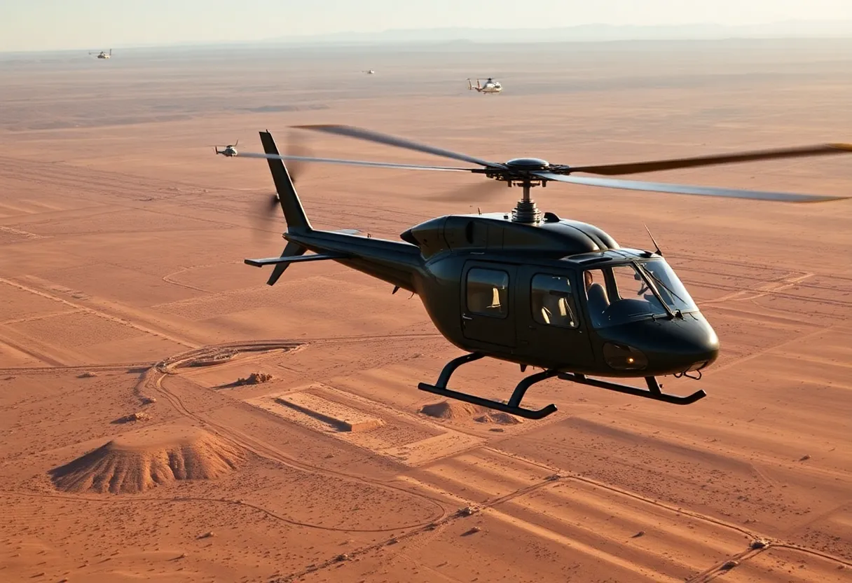 Border Patrol helicopter operating in Arizona desert
