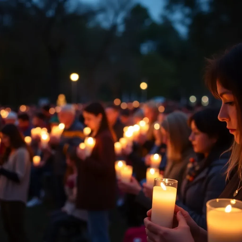Community members gather at a candlelight vigil for Amaziah Gerardo