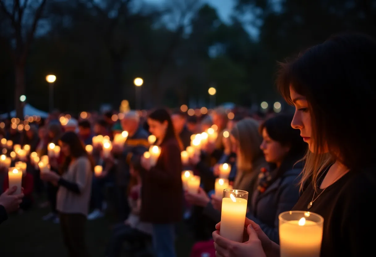 Community members gather at a candlelight vigil for Amaziah Gerardo