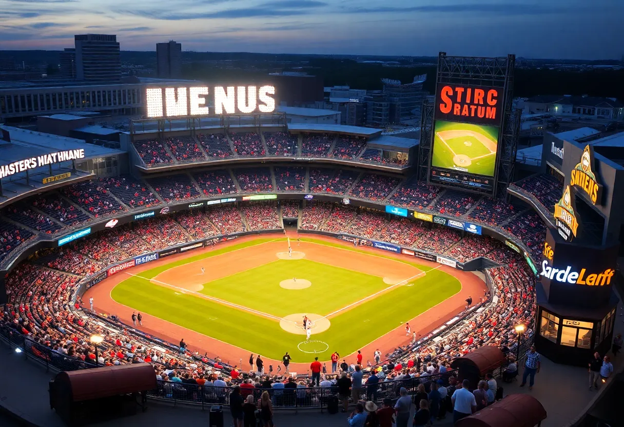 Rendering of Chase Field with modern upgrades and fans enjoying a game
