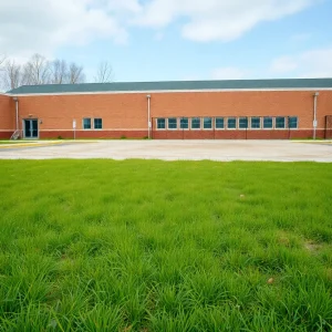 Empty playground of a closed elementary school