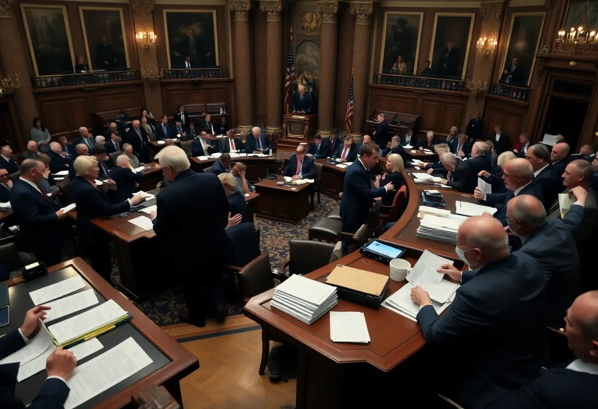 Congressional chamber during late-night negotiations