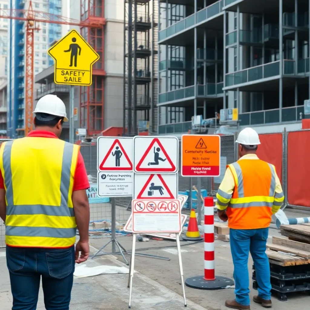 Construction workers at a busy site in Phoenix