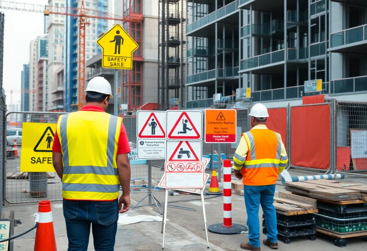 Construction workers at a busy site in Phoenix
