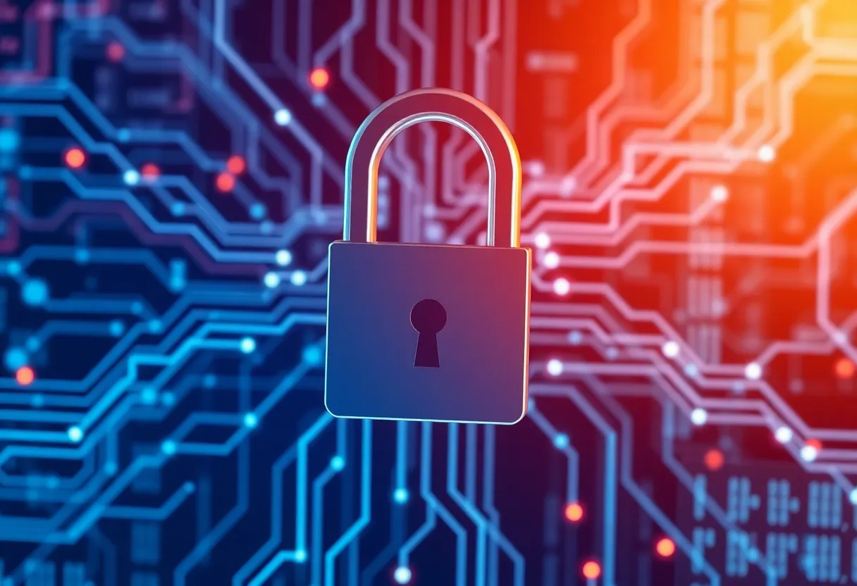 Digital representation of a cyberattack on a company's data security