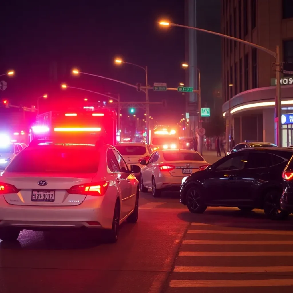 Police and emergency services at a car accident scene in Phoenix.