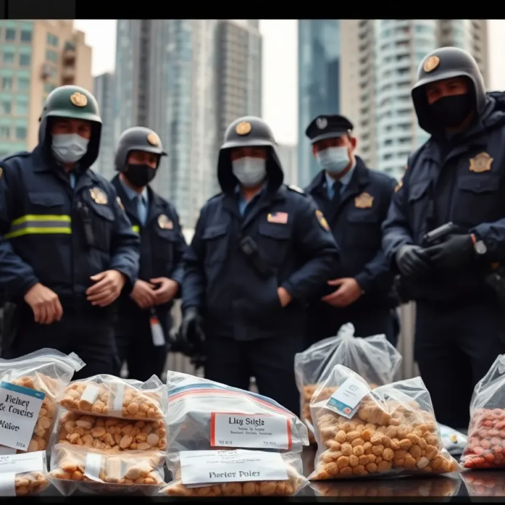 Law enforcement officials performing a fentanyl bust