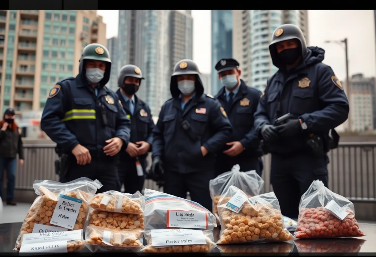Law enforcement officials performing a fentanyl bust