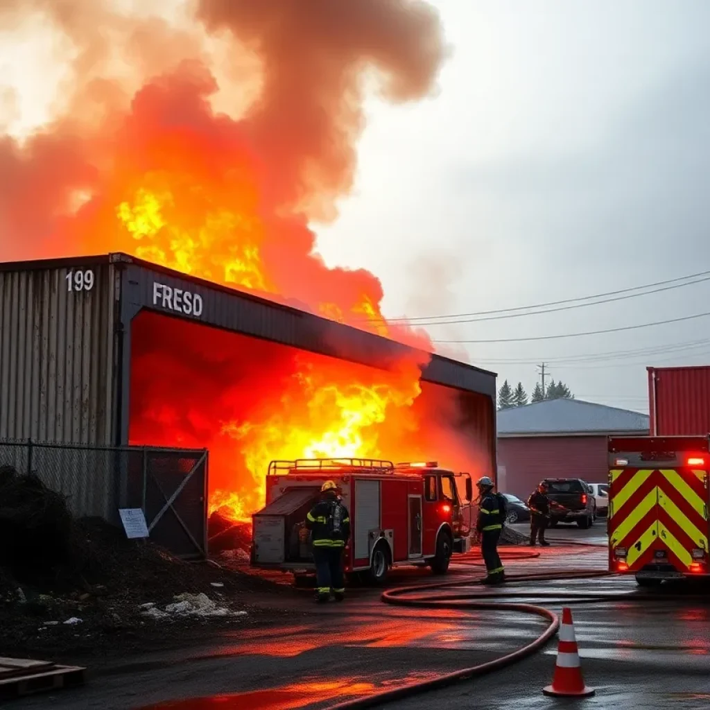 Firefighters battling a blaze at a waste transfer station in south Phoenix