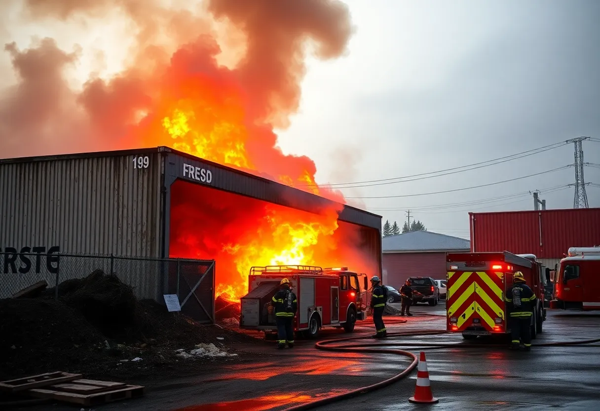 Firefighters battling a blaze at a waste transfer station in south Phoenix