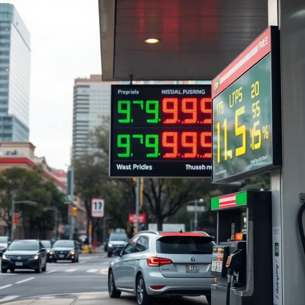 Gas station with rising prices displays in Arizona