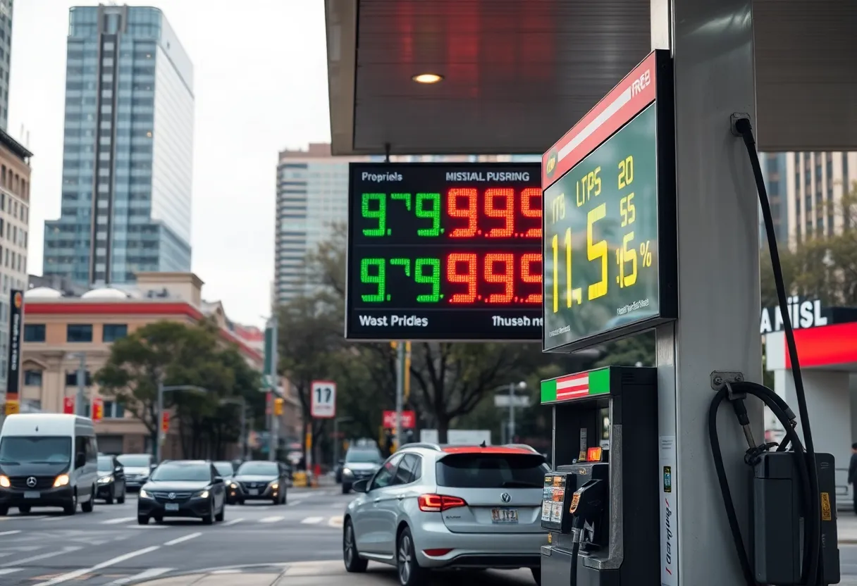 Gas station with rising prices displays in Arizona